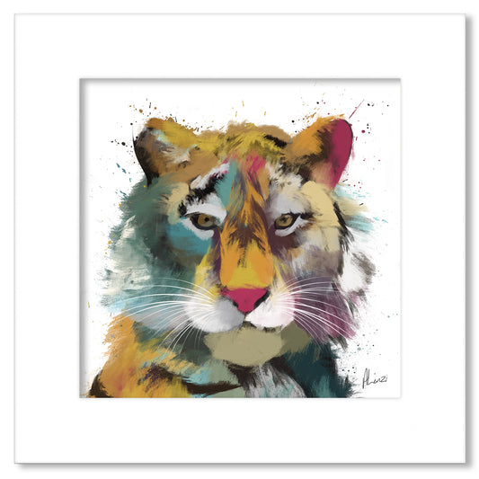 Tiger Multi White Painting Print