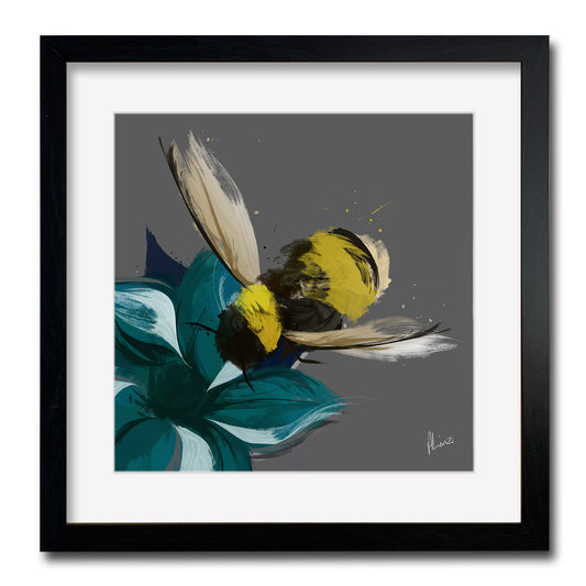 Bee In Flight Painting Print Framed