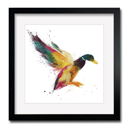 Duck Multicoloured Painting Print Framed