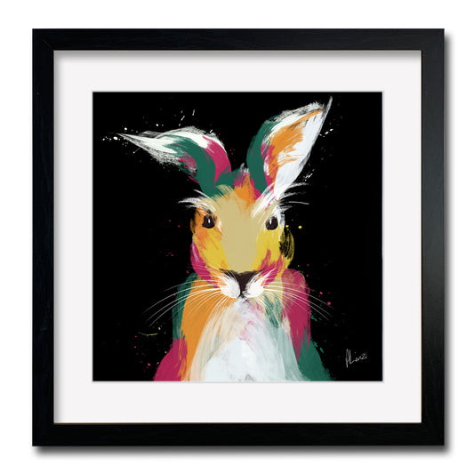 Colourful Hare Painting Print Framed