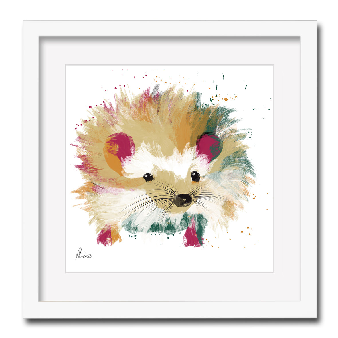 Hedgehog Painting Print Framed