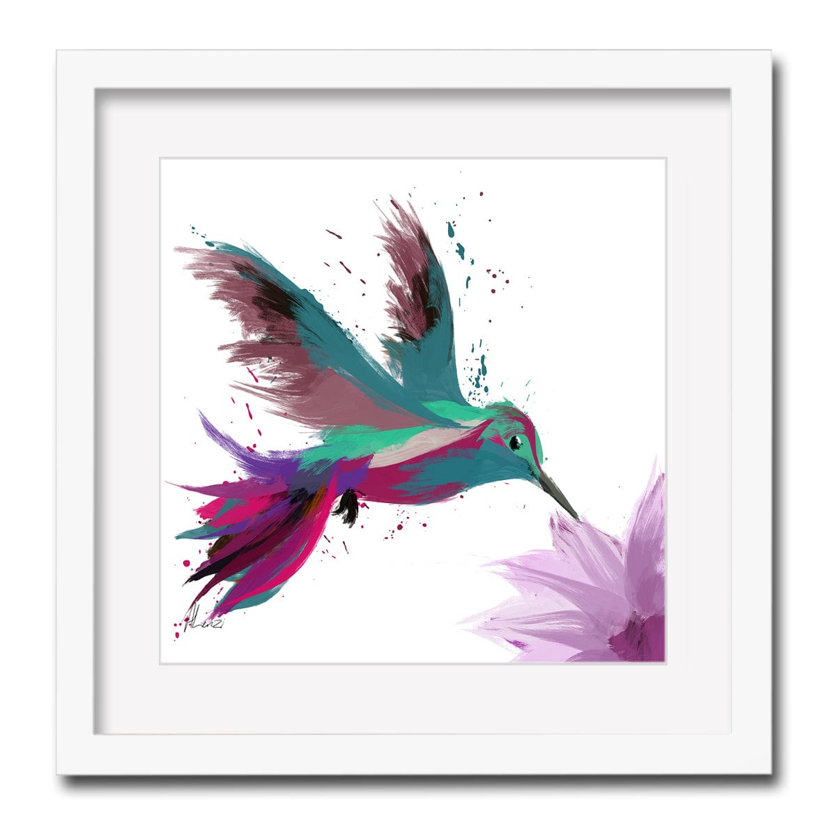 Hummingbird 2 Painting Print Framed