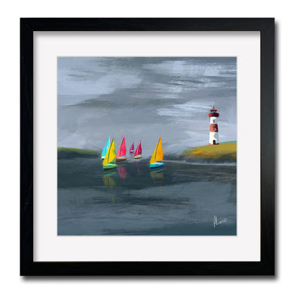 Lighthouse Painting Print Framed