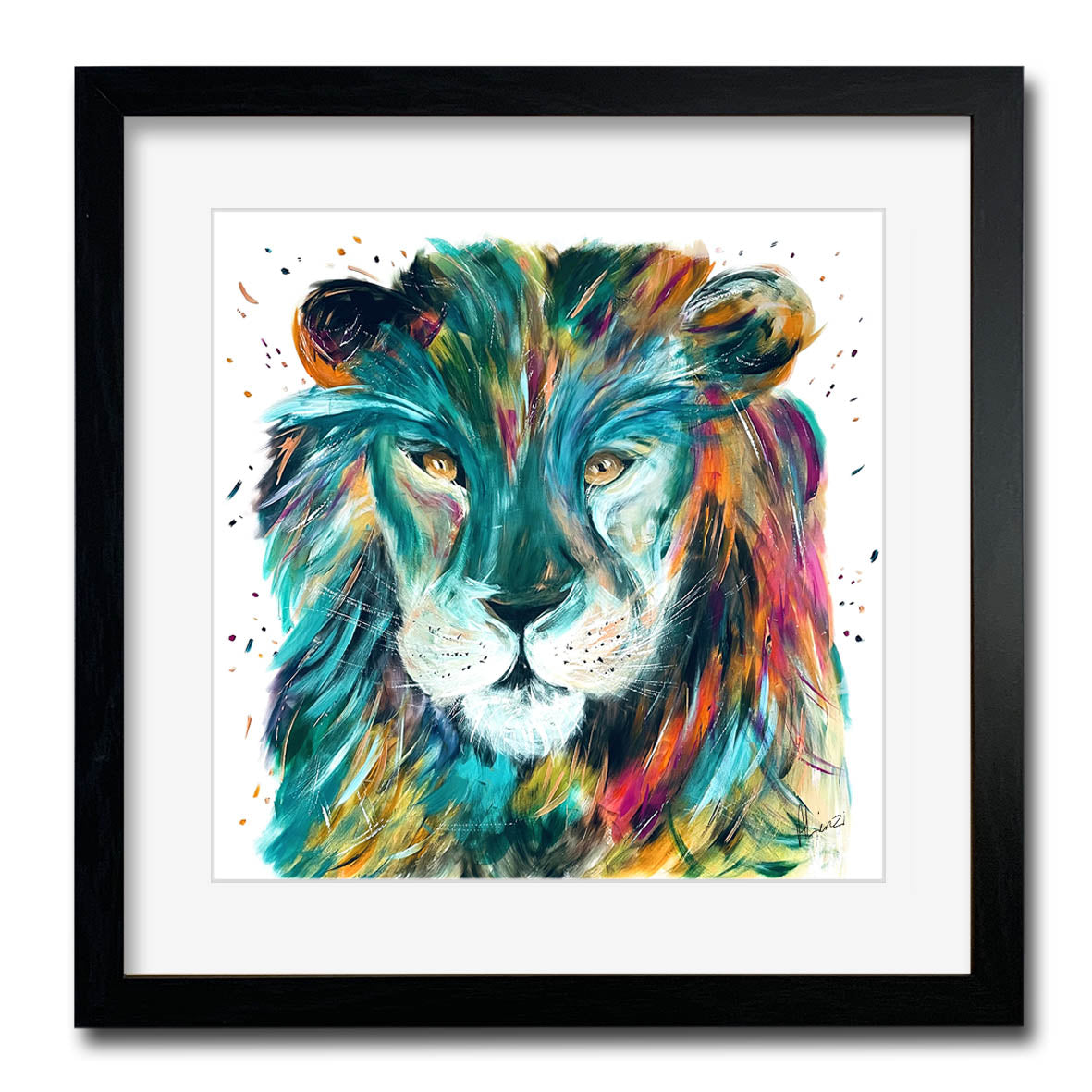 Lion 'Alex' Liquid Foil Framed Art