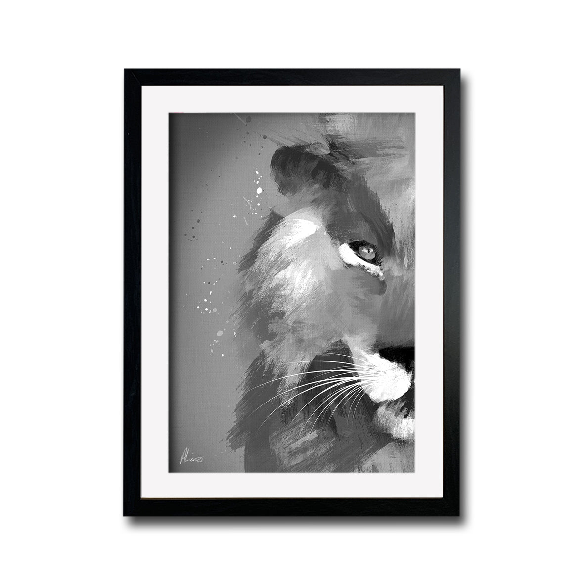 Black and White Lion Painting by Aimee Linzi