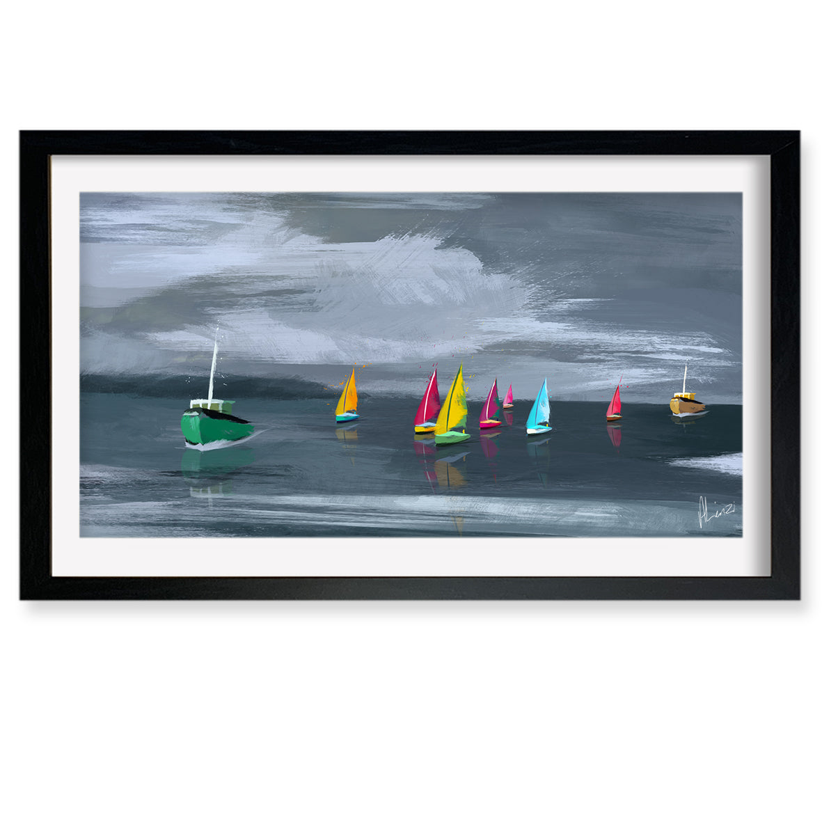 Sailboat Picture Liquid Foil Wall Art