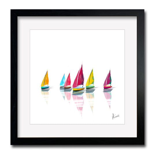 Sailing Reflect Painting Print Framed