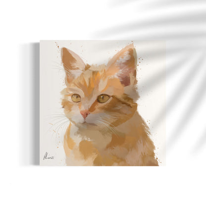 Cat Ginger Painting Print on Canvas