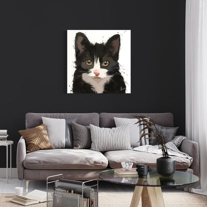 Cat Black Painting Print on Canvas