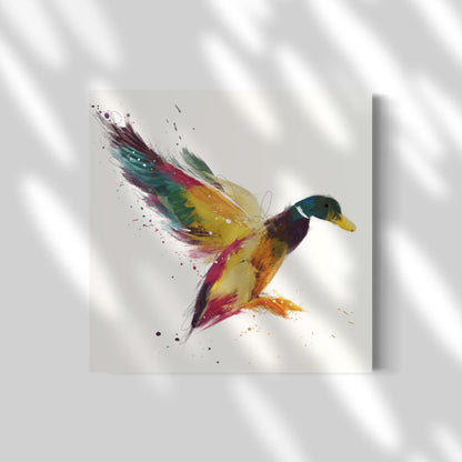 Duck Multicoloured Painting Print on Canvas