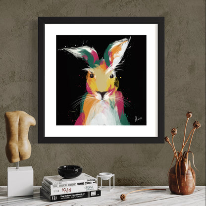 Colourful Hare Painting Print Framed