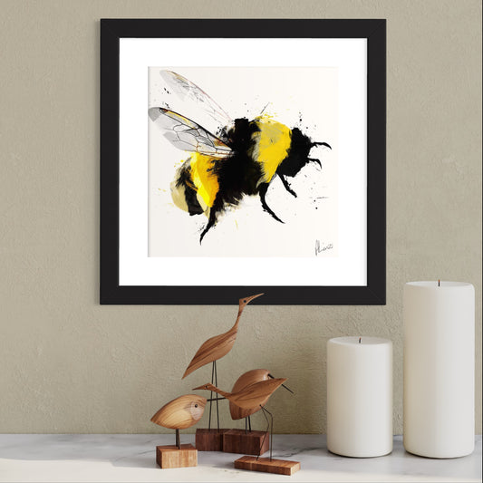 Bumblebee Gold Foil Framed Print by Aimee Linzi