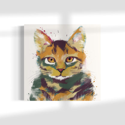 Cat Multicoloured Tabby Painting Print on Canvas