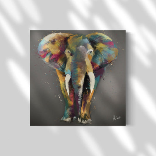 African Elephant Painting Print on Canvas