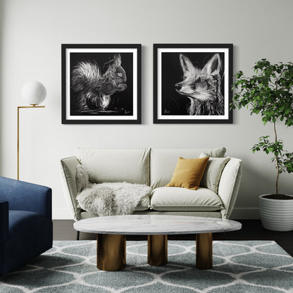 Fox Eclipse Print Wall Art Framed