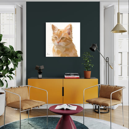 Cat Ginger Painting Print on Canvas