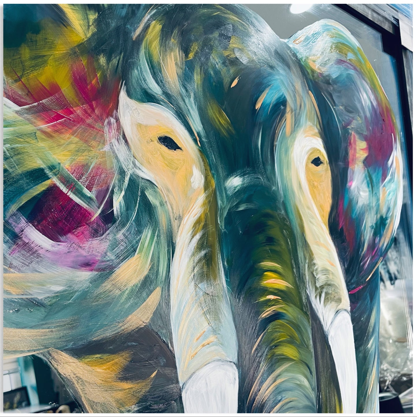 Original Elephant Mirror Art by Aimee Linzi