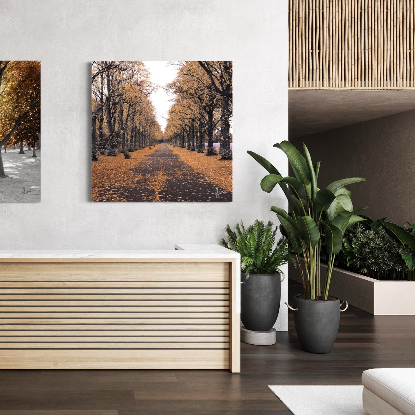 Autumn Golden Path on Canvas