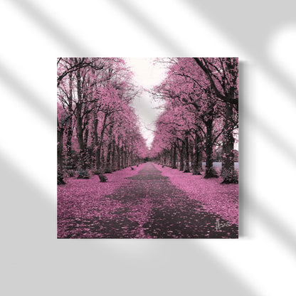 Pink Woodland Tree Path on Canvas