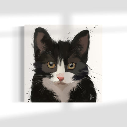 Cat Black Painting Print on Canvas