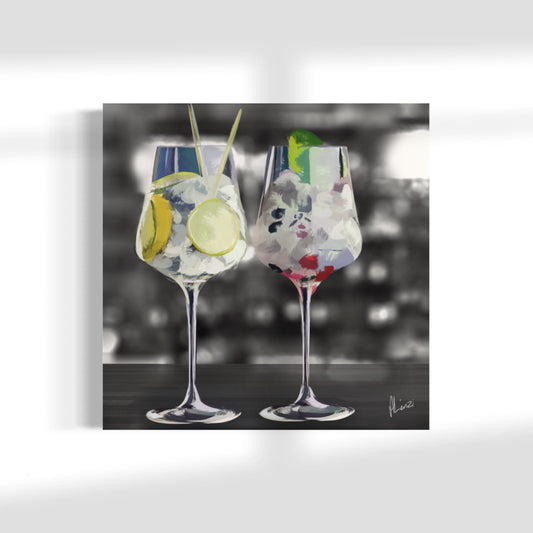 Gin Glasses Painting Print on Canvas