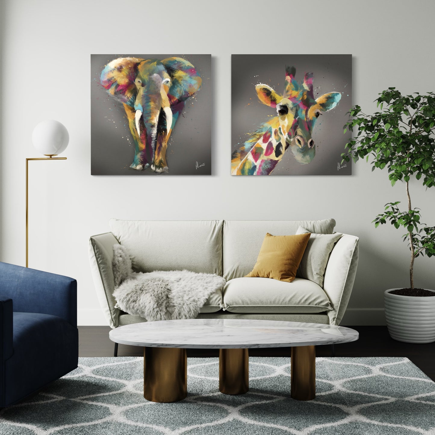 Giraffe Wall Painting on Canvas